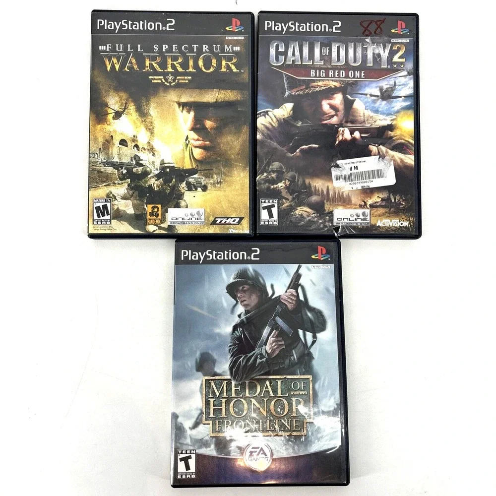 War LOT Call of Duty Finest Hour, Medal of Honor & Warrior (Sony PlayStation 2)‎